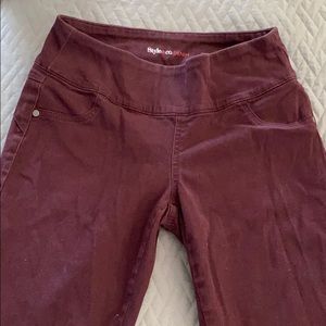 Style&Co Denim Jegging. PS in dark Burgundy color